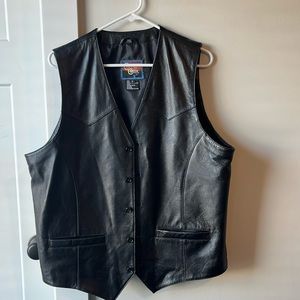 Mens Large Cripple Creek Black Leather Vest
